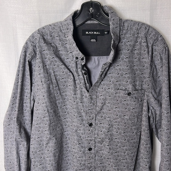 Black Bull Men shirt XL, grey/ blue  two tone, cotton blend ,paisley,office - Picture 6 of 11